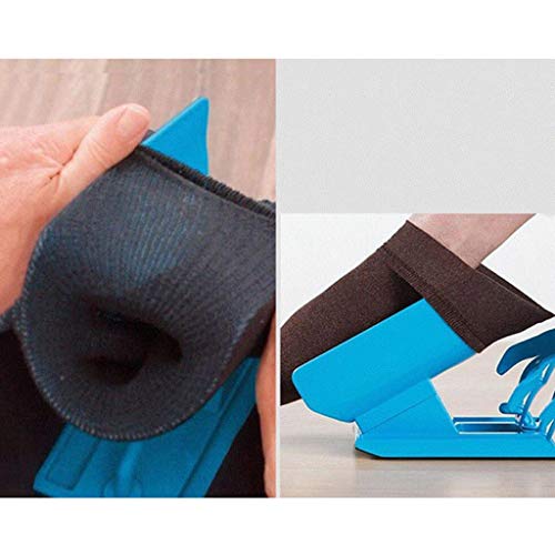 F Fityle Kit de Ayuda Poner Calcetines Calzador, para Ponerse & Sacarse los Calcetines, Medias, Sock Sliders Aid Easy On y Off, 3 en 1, Azul