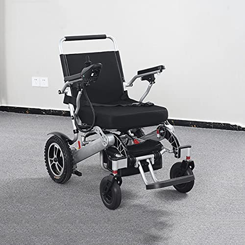 FANGX Silla de Ruedas Ligera Todo Terreno eléctrica, batería de Litio Doble, aleación de Aluminio de 17 kg Silla de Ruedas motorizada Plegable, Freno automático, Carga Segura 140 kg （15~20 km）