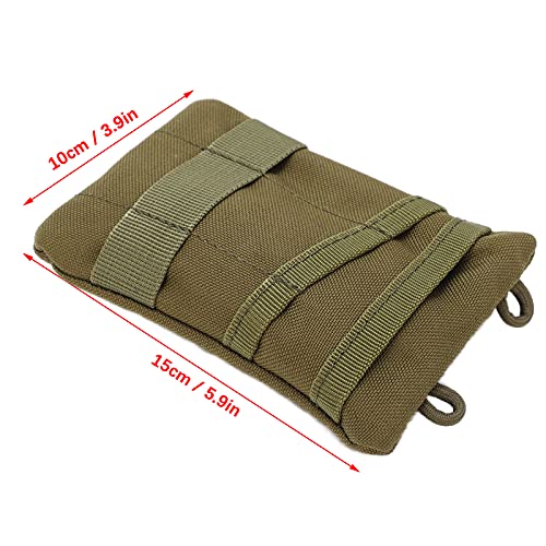 FEBT EDC Molle Pouch Wallet, Resistente Al Desgarro, Impermeable, Desmontable, Correas de Hombro, Portátil, de Viaje, con Cremallera, Riñonera para Acampar Al Aire Libre(Ejercito Verde)