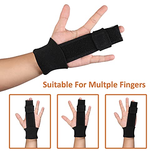 Férula de 2 dedos, soporte ajustable de aluminio, soporte para dedos rotos, artritis, dedo gatillo dedo, alivio del dolor, lesiones en mazo, esguinces (L/XL)