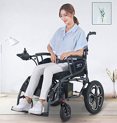 FGVDJ Silla de Ruedas eléctrica Liviana Silla eléctrica Plegable 50 Libras Que se abren/pliegan en 1 Segundo, admite un Marco de aleación de Aluminio de Grado aeronáutic