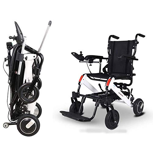 FGVDJ Silla de Ruedas eléctrica Plegable Inteligente, Ligera, automática, aleación de Aluminio, para discapacitados, Scooter para Personas Mayores, Ligero y cómodo