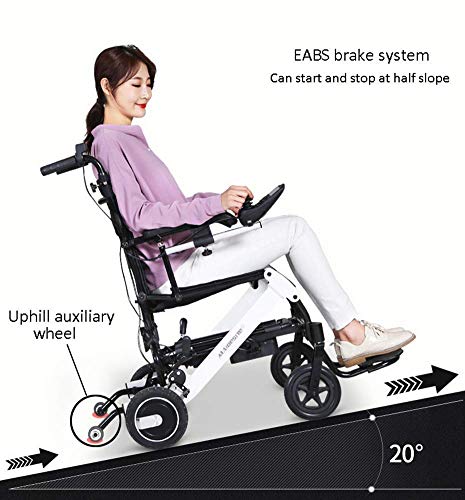 FGVDJ Silla de Ruedas eléctrica Plegable Inteligente, Ligera, automática, aleación de Aluminio, para discapacitados, Scooter para Personas Mayores, Ligero y cómodo