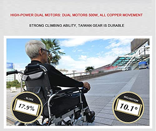 FGVDJ Silla de Ruedas eléctrica, Plegable Silla de Ruedas Ligera Silla de Ruedas eléctrica Silla de Ruedas para Personas Mayores con discapacidad Silla de Ruedas pleg