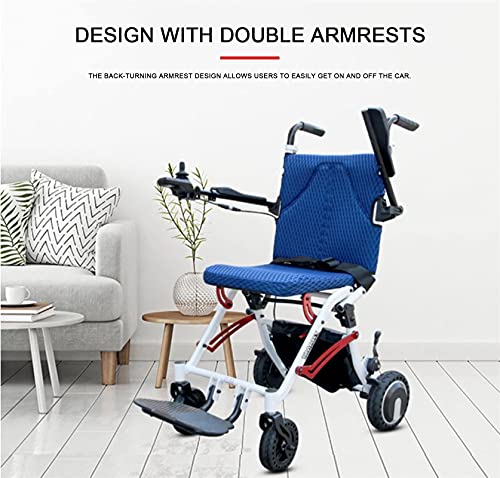 FGVDJ Silla Silla de Ruedas eléctrica pequeña y Exquisita Se Puede Levantar con una Mano plegada en el Maletero Batería de Gran Capacidad; Palanca basculante