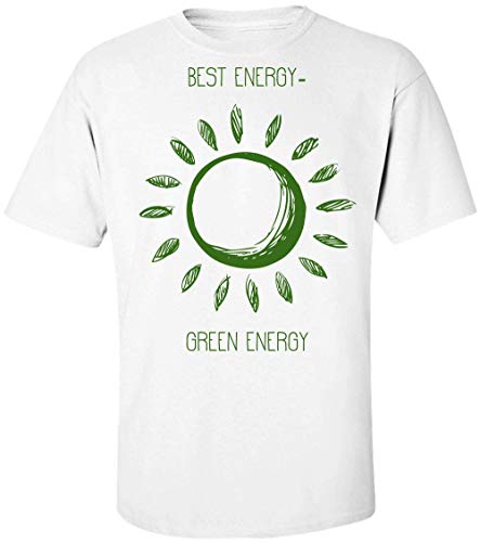 Finest Prints Best Energy - Green Energy Green Sun Shinning Renewable Resources Clean Energy Water Wind and Sun Camiseta para Hombre Large