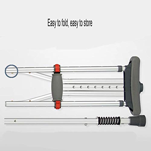 FLYTYSD Muletas Plegables Dobles Ajustables para Las Axilas, Muletas Ligeras Aluminio con Puños Abiertos, Soporte para Antebrazo con Sistema Amortiguación Resorte para Hombres Mujeres, 1 Par