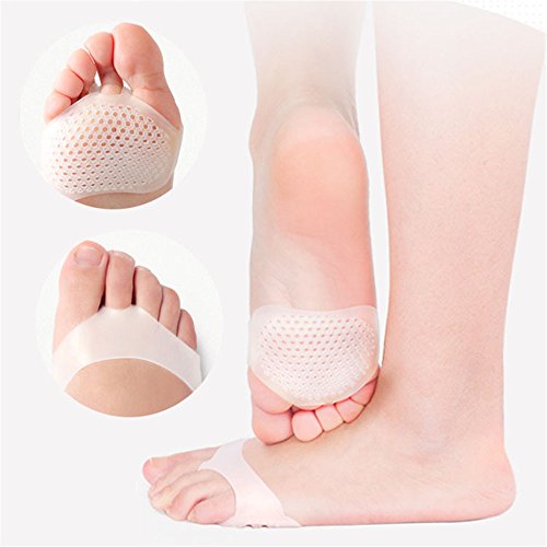 FSONA Almohadillas De Silicona En El Antepié Para Mujeres Almohadillas De Silicona En Forma De Panal Para Corredor Almohadillas Transpirables Para Zapatos De Tacón Alto (2 Pares, 1 Blanco 1 Beige)