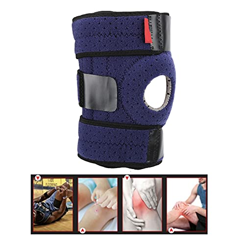 Gedourain Rodilleras de rótula Ajustable Agujero, Resorte de Metal Rodillera de rótula Abierta Ajustable con diseño de Tres Correas para aliviar el Impacto para Proteger la articulación de la Rodilla