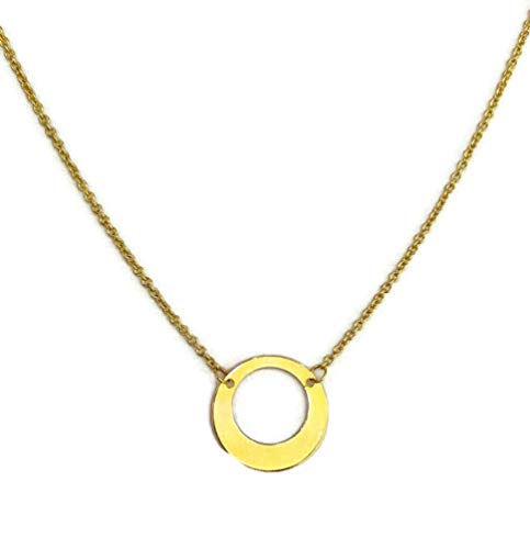Genny Gold Gargantilla Cadena Forzada 42 CM MAS ALARGADOR 3 CM Oro 18K con CIRCULO DE 15 MM Brillo