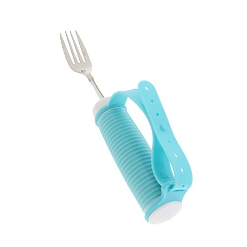GHzzY Kit Adaptable de Tenedor y Cuchara para temblores de Mano - Cubiertos Flexibles con cinturón de Mano - Vajilla antivibraciones de Ayuda para Personas Mayores, Parkinson y Artritis