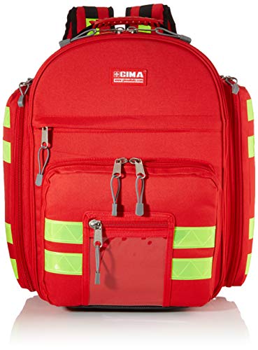 GIMA ref 27170 Mochila"Logic 2" para emergencias sanitarias, poliéster, 40 x 25 x h 47 cm, roja, maleta de primeros auxilios, transportable, con compartimientos internos y externos