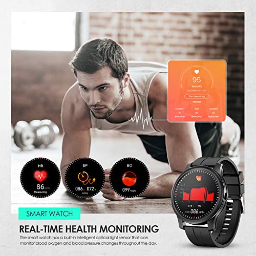 GOKOO Smartwatch Hombres Reloj Inteligente Pulsómetros Monitor de Actividad Recordatorio de Notificación Whatsapp Conexión Bluetooth Podómetro Reloj de Fitness Deportivo Compatible con iOS Android