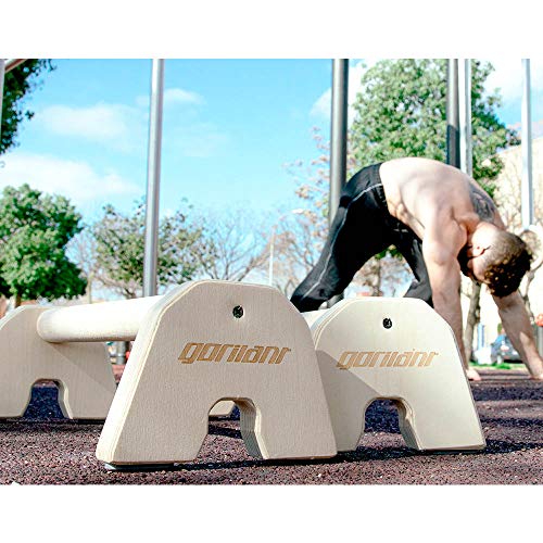 Gorilant - Soporte para Flexiones, Paralelas de Calistenia, Barra de Madera Haya, 42CM Entrenamiento en Parque, (Octogonal)