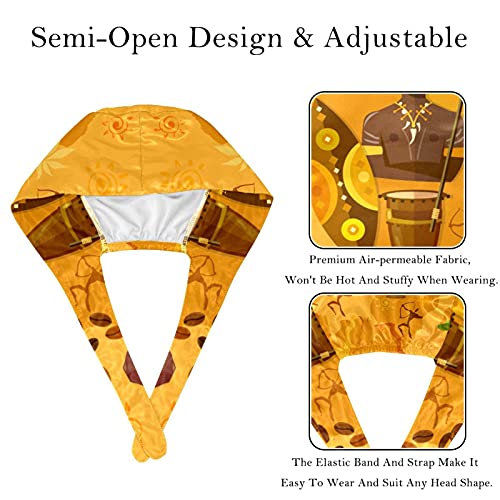 Gorra de trabajo ajustable con botón y banda para el sudor, juego de gorras de trabajo, sombrero de vendaje elástico para mujeres y hombres, 2 paquetes, cultura y mapa de las tribus de África