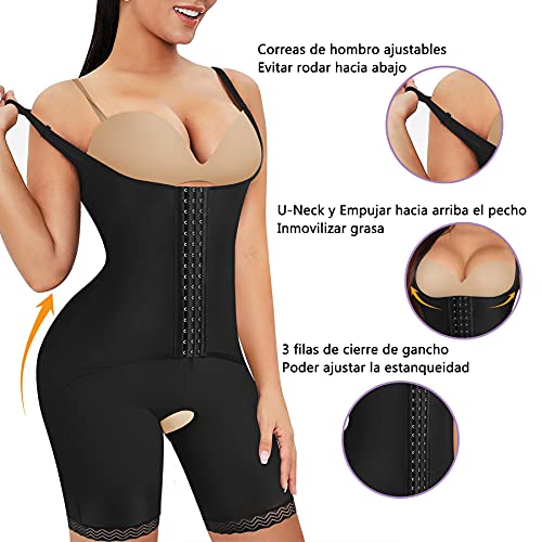 Gotoly Bodies Moldeadores para Mujer Faja Reductora Body Reductor Lencería Moldeadora Corsé Doble Control de Barriga Levanta Glúteos Entrenador de Cintura Abierto Shapewear (Negro, 3XL)