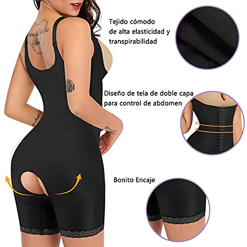 Gotoly Bodies Moldeadores para Mujer Faja Reductora Body Reductor Lencería Moldeadora Corsé Doble Control de Barriga Levanta Glúteos Entrenador de Cintura Abierto Shapewear (Negro, 3XL)