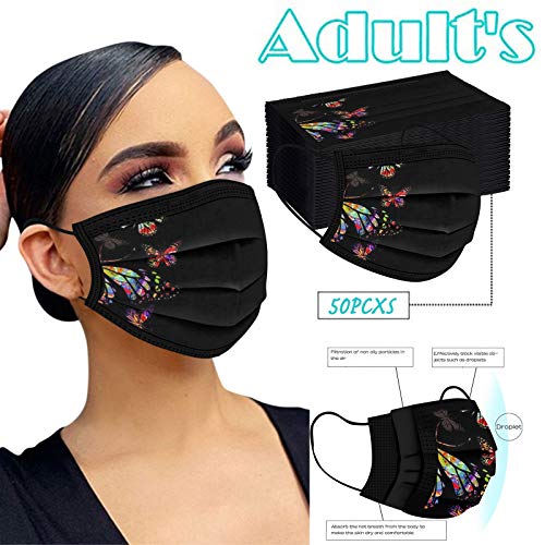 Gpure 50PC Adulto Mujer Bonitas Mariposa de Dibujos Negras Filtros de Alta Densidad 2020 Industrial Bufanda (B)
