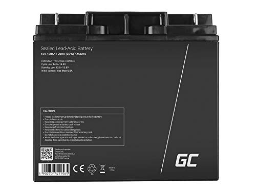 Green Cell Recambio de Batería Gel AGM 12V 20Ah Rechargeable Pila Sellada de Plomo ácido batería sin Mantenimiento Batería de Reemplazo para Moto eléctrica Silla de Ruedas Montacargas Carro de Golf
