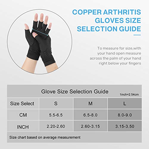 Guantes de cobre para artritis, Duerer Los mejores guantes de compresión para hombres y mujeres. Túnel carpiano RSI Guantes de compresión tendinitis reumatoide para el trabajo diario (Negro, Medium)
