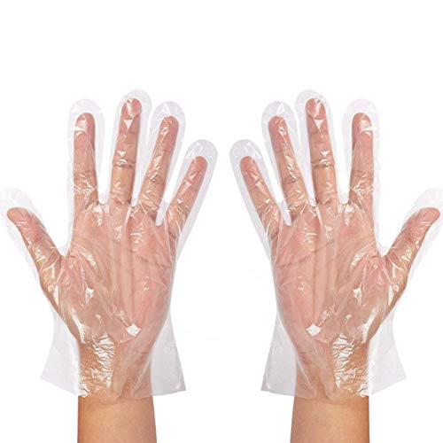 Guantes de plástico desechables PE transparente, protección contra Virus, Guantes para hosteleria, hogar, baños, industrial (1000 PCS)