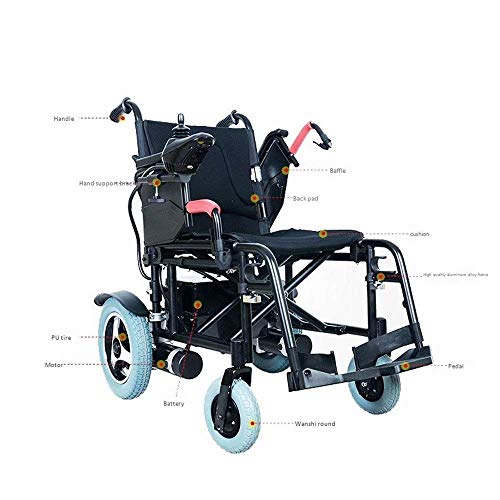 H-BEI Silla de Ruedas eléctrica Plegable portátil Silla de Ruedas eléctrica Plegable Ligera con Joystick de 360 ​​Grados para Personas Mayores y discapacitadas