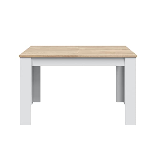 Habitdesign Mesa de Comedor Extensible, Mesa salón o Cocina, Acabado en Color Blanco Artik y Roble Canadian, Modelo Kendra, Medidas: 140-190 cm (Largo) x 90 cm (Ancho) x 78 cm (Alto)