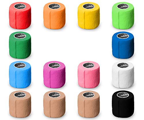 Hampton Adams (14 Unidades) 2 ”X 15 Pies | Vendaje Autoadhesivo No Tejido Envoltura - Envoltura Autoadhesiva Transpirable Para Mascotas - Vendaje Cohesivo (Arco Iris) |14 Unidades (Paquete De 1)