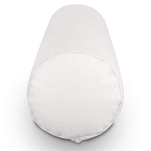 HAPPERS 2 Cojines cilíndrico de 50x15 en Polipiel Blanco. Almohada rulo cojín aliviar Dolor postural o Dormir