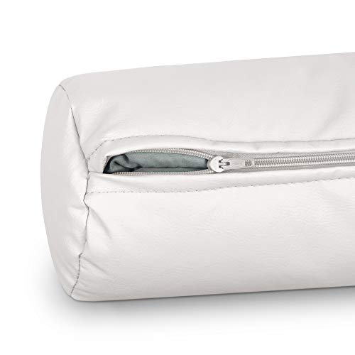 HAPPERS 2 Cojines cilíndrico de 50x15 en Polipiel Blanco. Almohada rulo cojín aliviar Dolor postural o Dormir