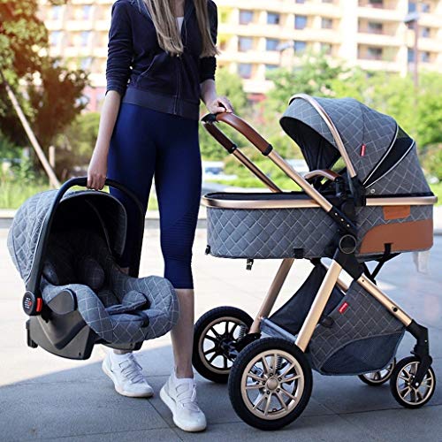 HAQMG Silla De Paseo 3 En 1, Stroller Cochecito For El Cochecito De Viaje Recién Nacido con Respaldo Ajustable, Moda Todos Los Cochecitos De Terreno Carruaje De Lujo (Color : White)