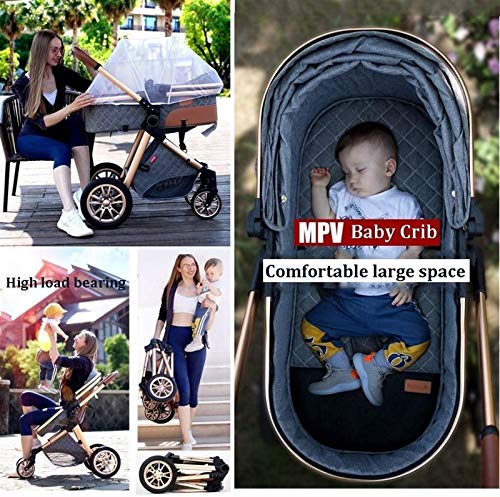 HAQMG Silla De Paseo 3 En 1, Stroller Cochecito For El Cochecito De Viaje Recién Nacido con Respaldo Ajustable, Moda Todos Los Cochecitos De Terreno Carruaje De Lujo (Color : White)
