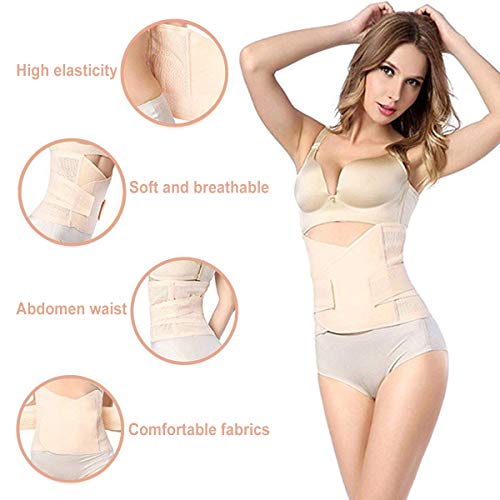 HIDARLING Posparto Recuperación Cinturón Mujer Adelgazantes Faja Soporte Espalda Cinturón Lumbar Abdomen Ajustable y Transpirable (Beige, S)