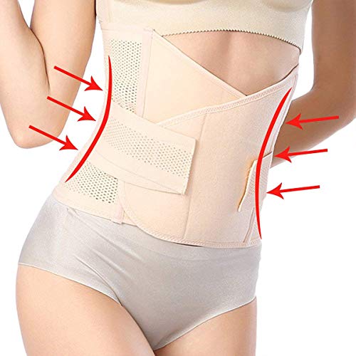 HIDARLING Posparto Recuperación Cinturón Mujer Adelgazantes Faja Soporte Espalda Cinturón Lumbar Abdomen Ajustable y Transpirable (Beige, S)