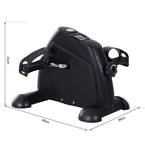 HOMCOM Minibicicleta Estática Pedalier Aparato de Ejercicios Brazos y Piernas Resistencia Ajustable Pantalla LCD 35x40x31cm