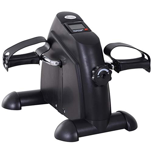 HOMCOM Minibicicleta Estática Pedalier Aparato de Ejercicios Brazos y Piernas Resistencia Ajustable Pantalla LCD 35x40x31cm