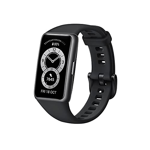 Huawei Band 6 - Pulsera de actividad con monitorización de Oxígeno en sangre (SpO2) 24horas y Adaptador USB-C, Pantalla FullView de 1.47 pulgadas, Batería para dos semanas, Negro