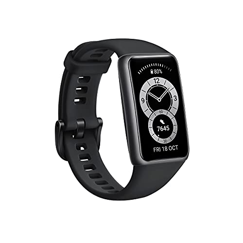 Huawei Band 6 - Pulsera de actividad con monitorización de Oxígeno en sangre (SpO2) 24horas y Adaptador USB-C, Pantalla FullView de 1.47 pulgadas, Batería para dos semanas, Negro