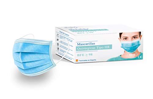 IBERIAN MASK Mascarilla Quirúrgica Tipo IIR- Fabricada en España. 50 Unidades. Homologadas. BFE ≥ 98%