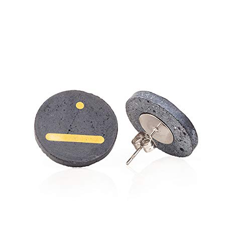 Industry Jewels Pendientes de hormigón | la forma de un círculo grande | hormigón impreso dorado | zapatilla de acero quirúrgico | caja de regalo de concreto | hecho a mano