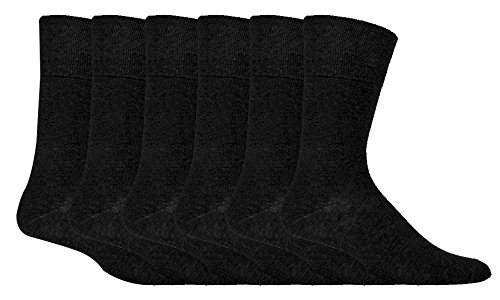 IOMI - 6 pares hombre sin elasticos diabeticos calcetines para la circulacion (39-45 eur, Black)