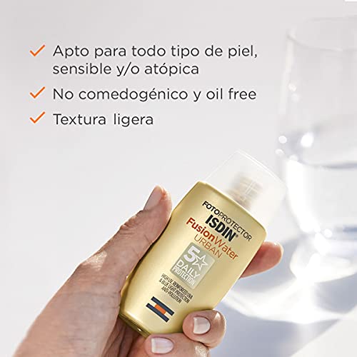 Isdin Fotoprotector Fusion Water Urban SPF 30 - Protector solar Facialultraligero de uso diario para entornos urbanos, protección UVA, luz azul yantipolución, 50 ml