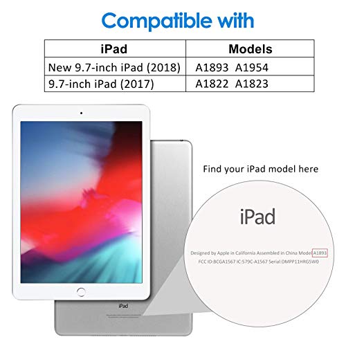 JETech Funda para iPad (9,7 Pulgadas 2018/2017 Modelo), Carcasa con Soporte Función, Auto-Sueño/Estela, Negro