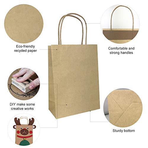 Jobary 24Pcs Bolsas Papel con Asas 23*8*17, Bolsas de Papel，Bolsas Papel Kraft，Bolsas de Fiesta de Regalo con Asas, Fiestas de Cumpleaños, Regalos, Compras (Espesar 140gms)