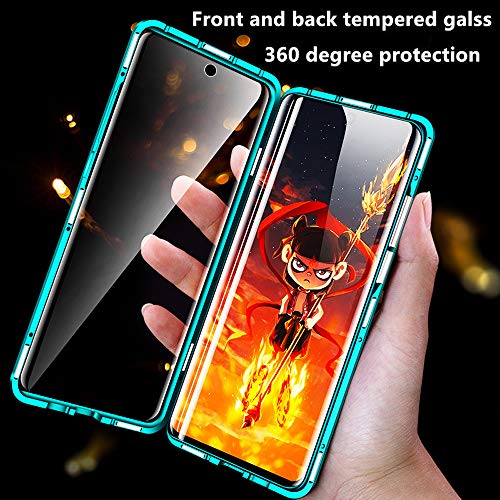 Jonwelsy Funda para Samsung Galaxy S21 Ultra, Adsorción Magnética Parachoques Metal con 360 Grados Protección Case Cover Transparente Ambos Lados Vidrio Templado Cubierta para Samsung S21U (Plata)