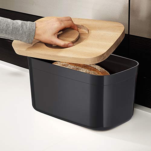 Joseph Joseph Panera con Tapa De Bambú Que Sirve como Tabla De Cortar - Negro