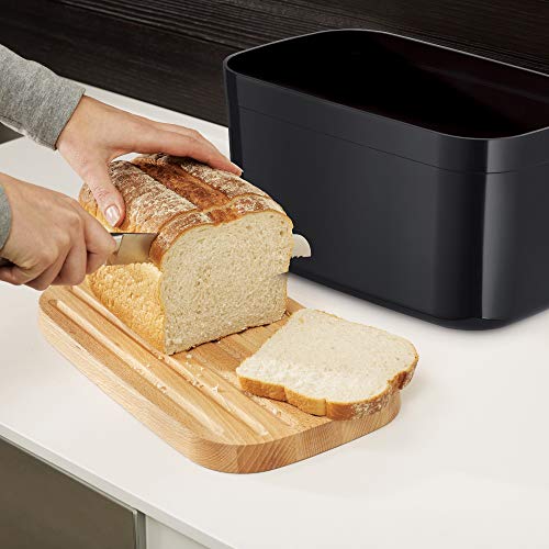 Joseph Joseph Panera con Tapa De Bambú Que Sirve como Tabla De Cortar - Negro