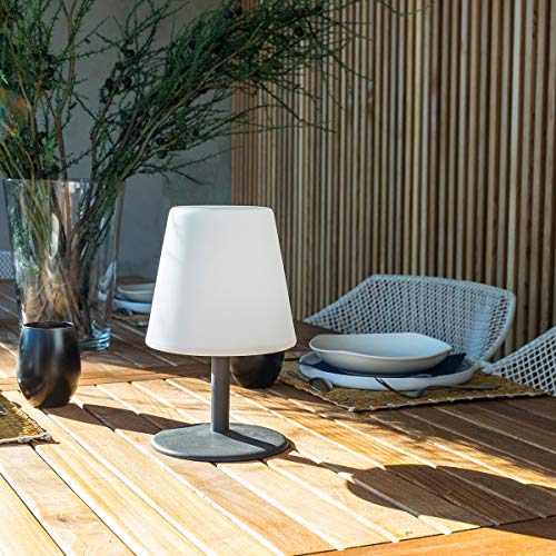 Juego de 2 lámparas de mesa inalámbricas con base de acero gris LED blanco cálido/blanco regulable STANDY MINI Rock H25cm