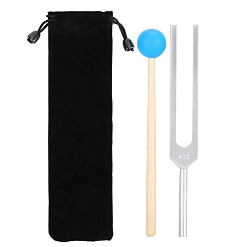 Juego de Martillo de diapasón, aleación de Aluminio de 432 HZ, Juego de Herramientas de Terapia de sanación de Sonido con Martillo de Madera, con Bolsa de Franela para Almacenamiento