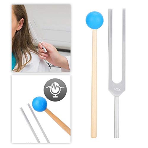 Juego de Martillo de diapasón, aleación de Aluminio de 432 HZ, Juego de Herramientas de Terapia de sanación de Sonido con Martillo de Madera, con Bolsa de Franela para Almacenamiento